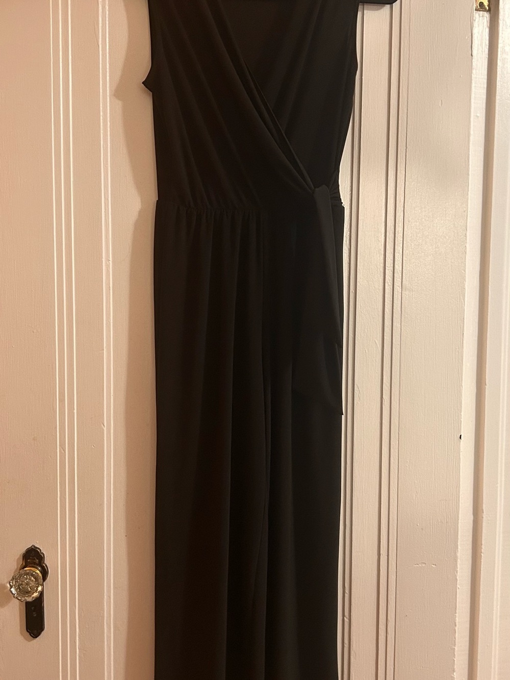 Tahari Black Sleeveless Wrap-Front Jumpsuit Small